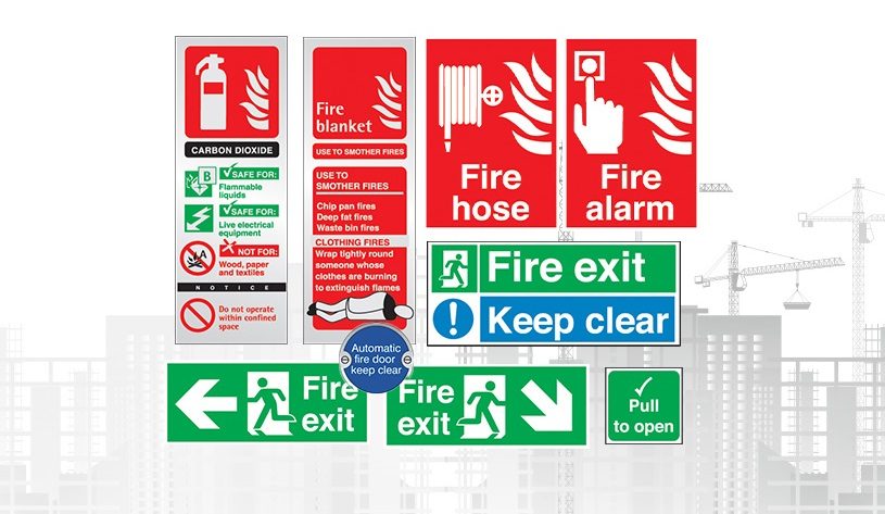 A variety of fire signage needed for a construction site
