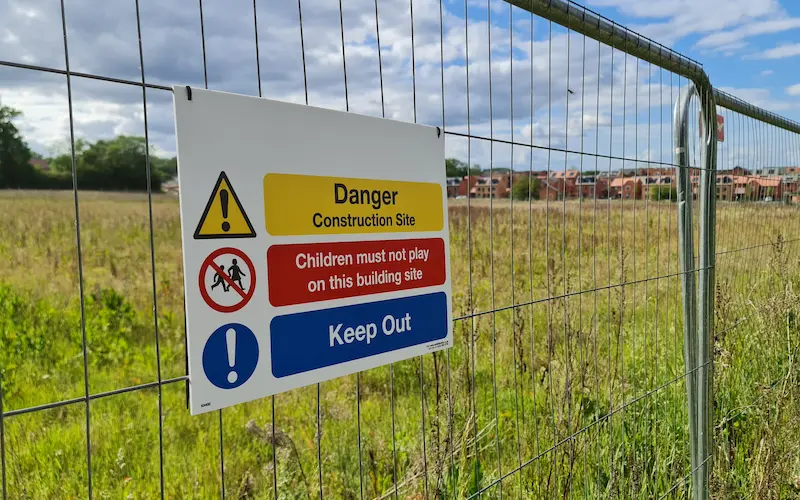 site signage on railing
