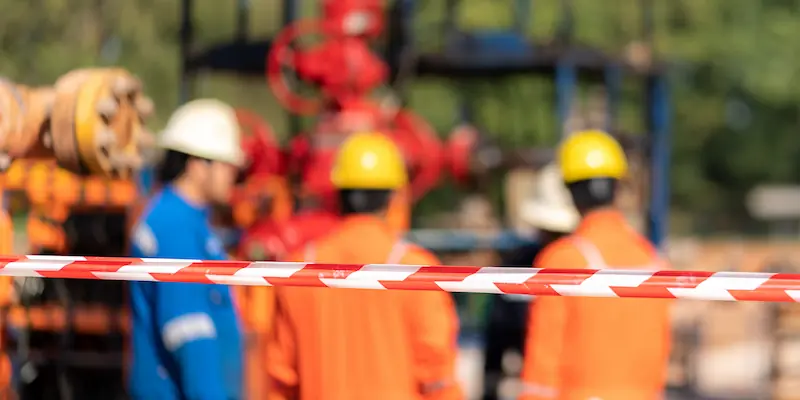 Construction workers taking part in a toolbox talk