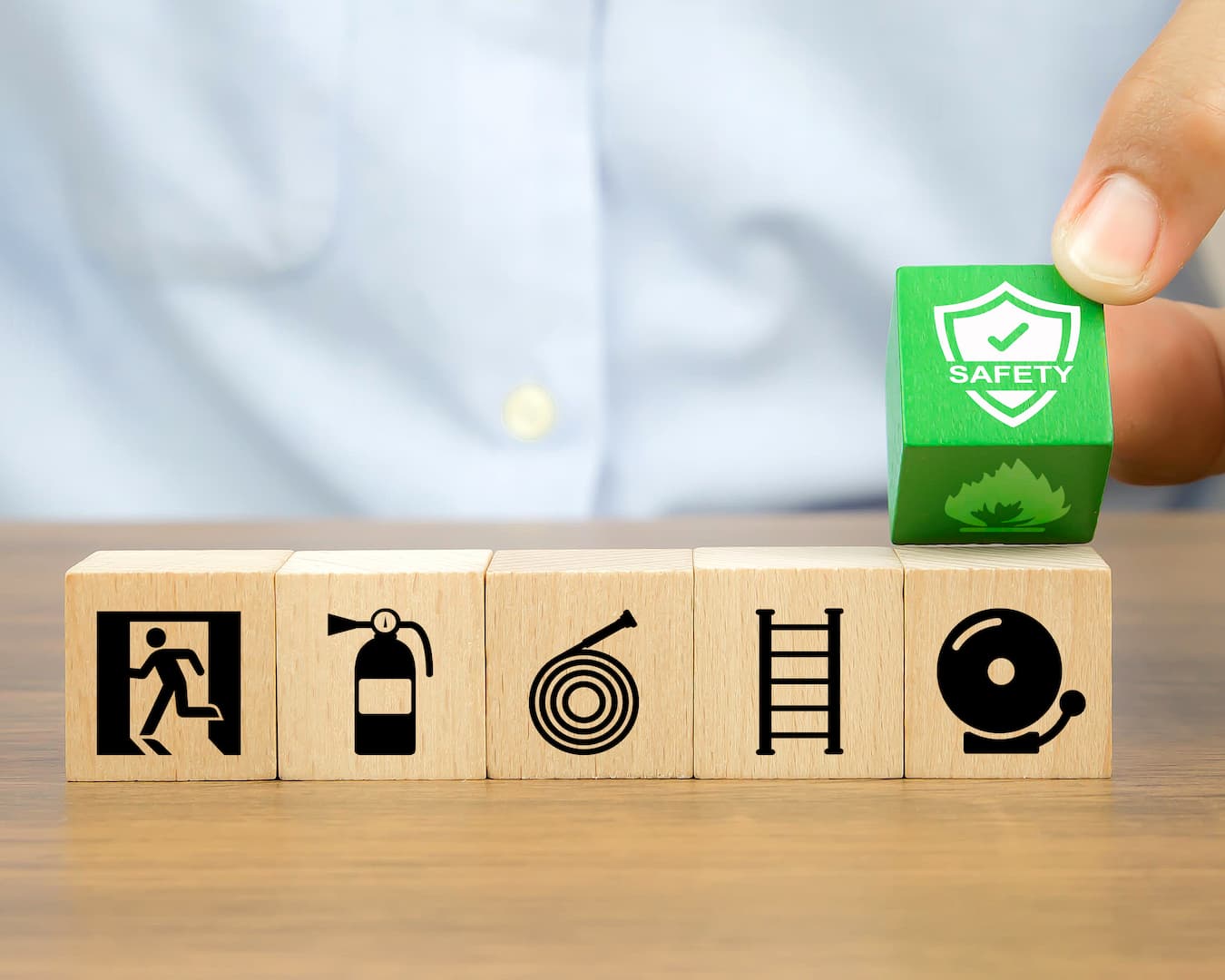 5 blocks representing fire safety on site