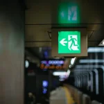 escape route with fire exit sign