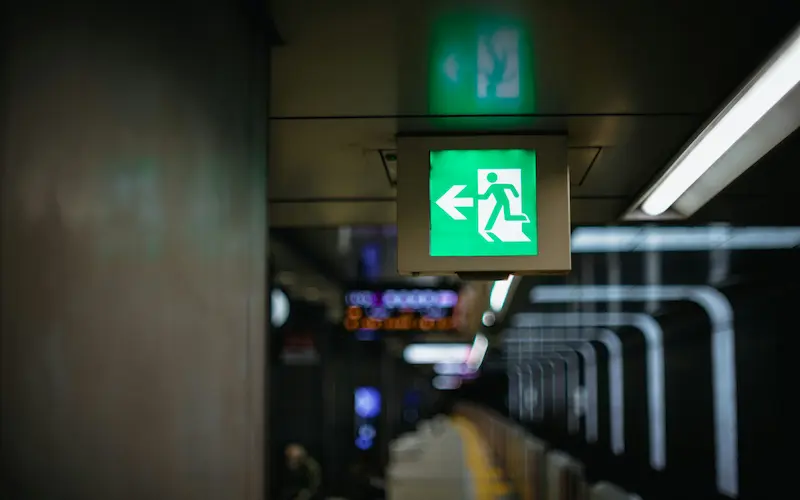 escape route with fire exit sign